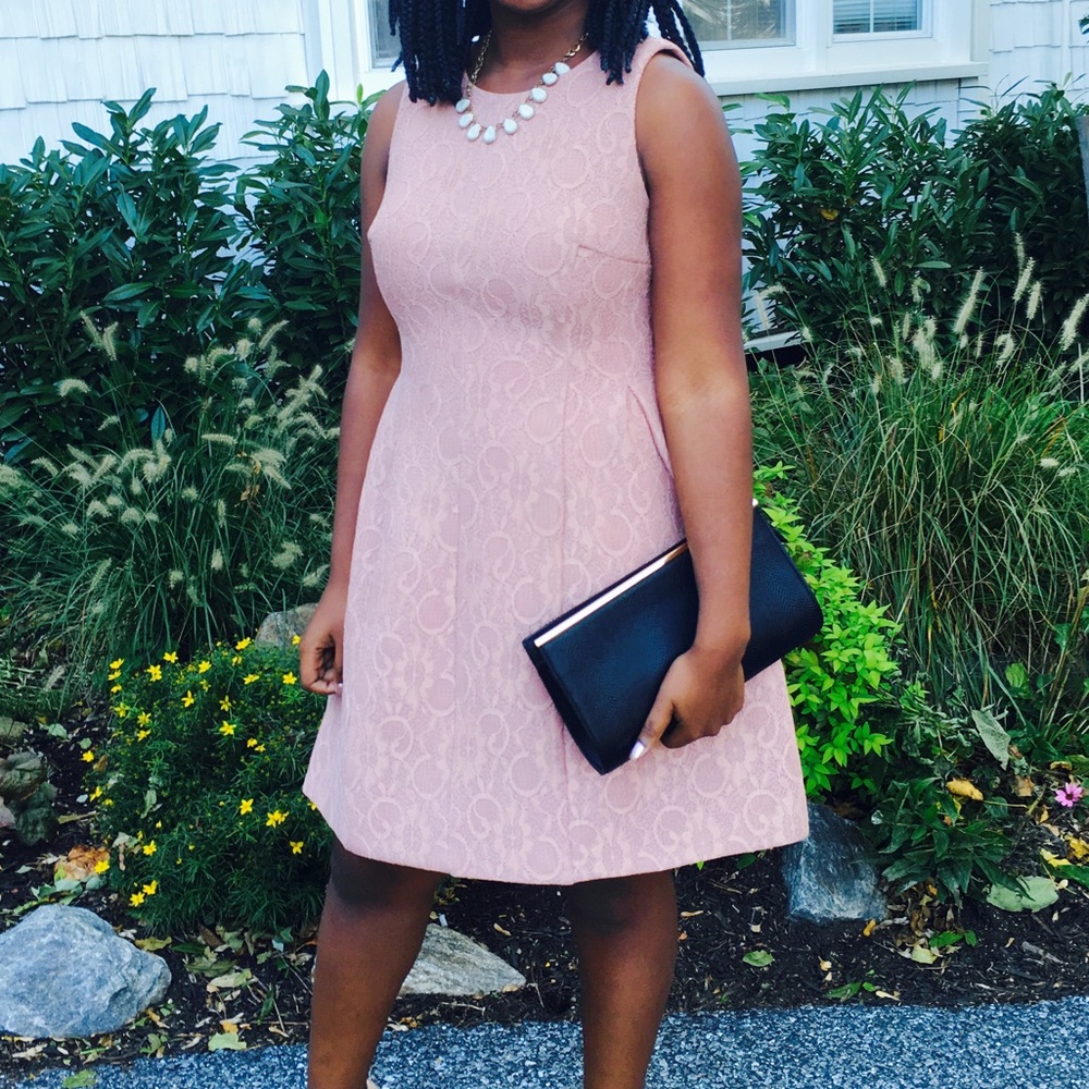 Calvin Klein Blush fit and flare wedding guest dress
